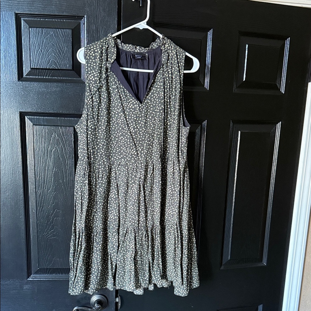 Vici Olive Green Mini Dress with White Polka Dot Print